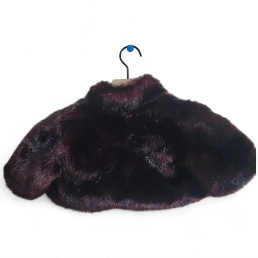 Ted Baker Baby Girls Faux Fur Shrug Jacket Burgundy Size 12–18 Months